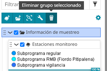 Herramienta eliminar grupo
